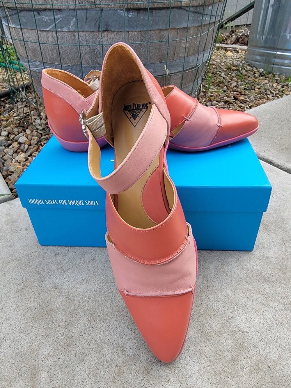 John Fluevog Passion Pink Mary Janes with Ankle Strap, Size 11, EUC.